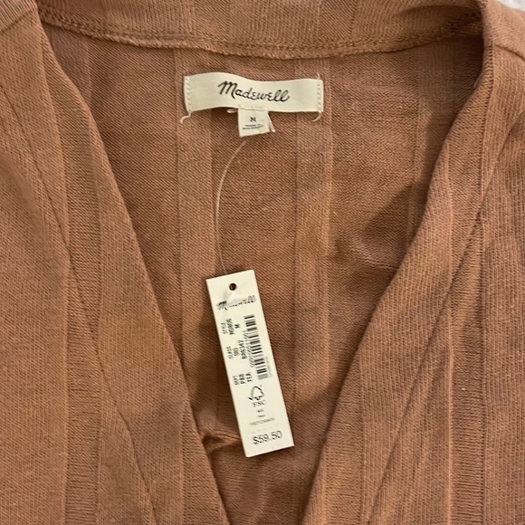 Madewell Ribbed Sweater-Knit Cardigan in Blush - Picture 8 of 10